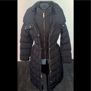 Cole Haan Long Hooded Down Feathers Puffer Coat XS